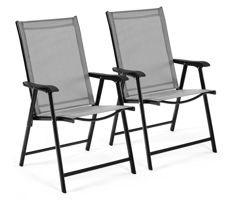 Lot De 2 Chaises De Jardin Pliantes En Toile Avec Accoudoirs Chaises D'extérieur
