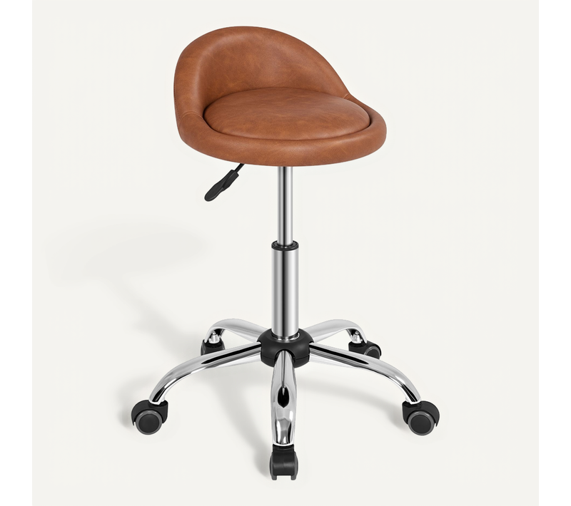 Tabouret De Bar/Bureau Chaise dactylo Pivotant En Similicuir Réglable En Hauteur, Brun Rétro