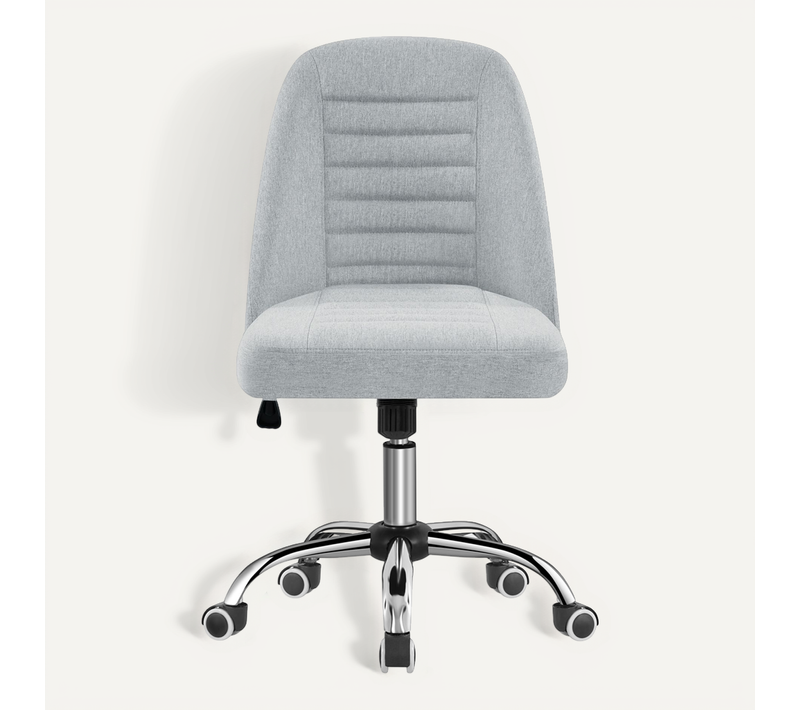 Chaise De Bureau En Tissu Effet Lin Avec Roulettes Et Hauteur D'assise Réglable, Gris Clair
