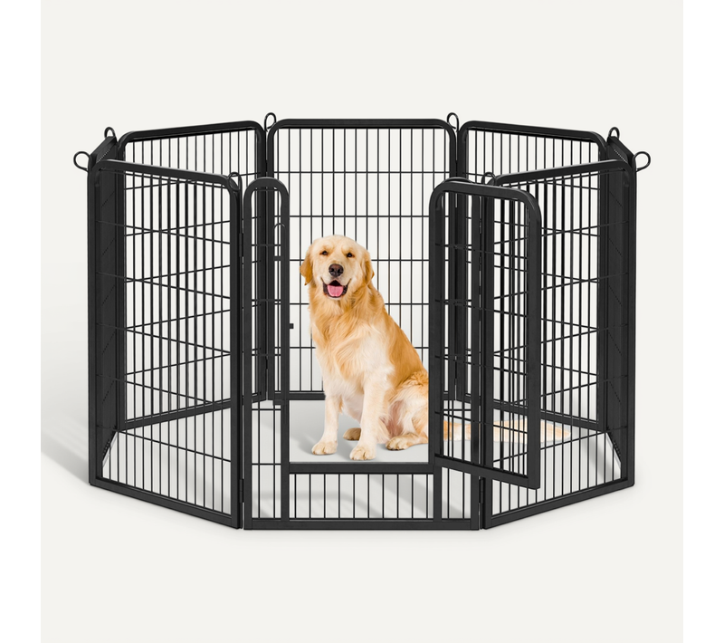 Parc Pour Chien En 8 Panneaux Enclos Pour Chien En Métal Avec Porte, 100 Cm De Haut Noir