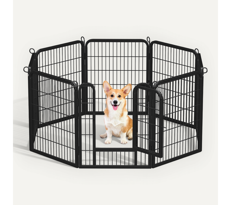 Parc Pour Chien En 8 Panneaux Enclos Pour Chien En Métal, 80 Cm De Haut Noir