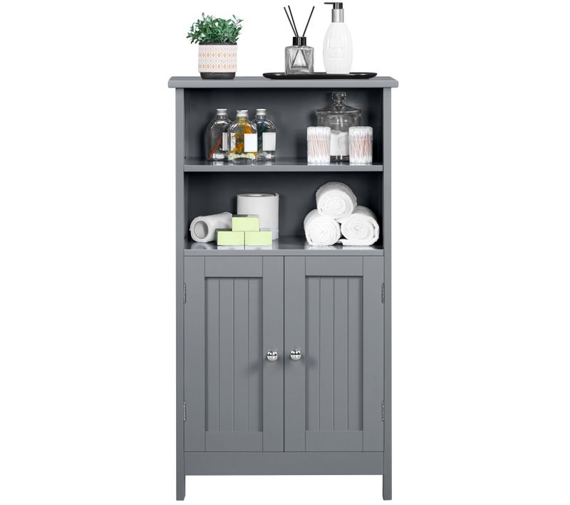 Meuble Rangement Salle De Bain 50 X 30 X 92,5 Cm,armoire Rangement Toilette 2 Porte Gris Foncé