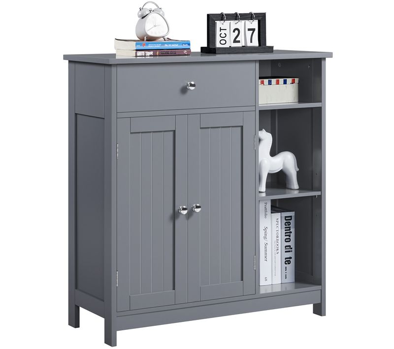Armoire Rangement Salle De Bain Meuble Rangement Toilette Wc En Bois Gris Foncé 75 X 30 X 80 Cm,
