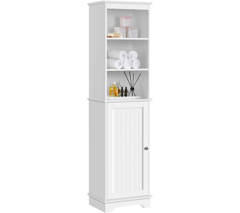 Meuble Colonne Rangement Salle De Bain Haut Armoire Toilette Wc Sur Pied Blanc 40 X 30 X153 Cm