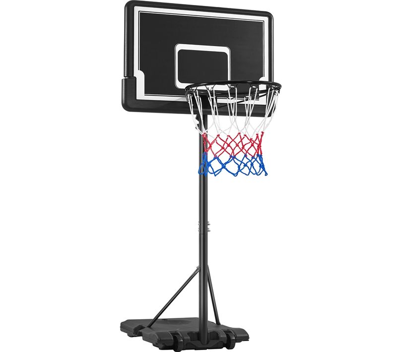 Panier De Basket Portable Et Réglable En Hauteur Avec Roulettes Et Base De Lestage, Noir/blanc