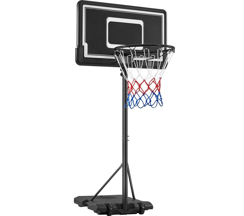 Panier De Basket Réglable En Hauteur Avec Roulettes Et Base De Lestage, Noir/blanc
