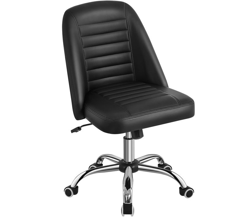 Chaise De Bureau En Similicuir Avec Roulettes Et Hauteur D'assise Réglable, Noir