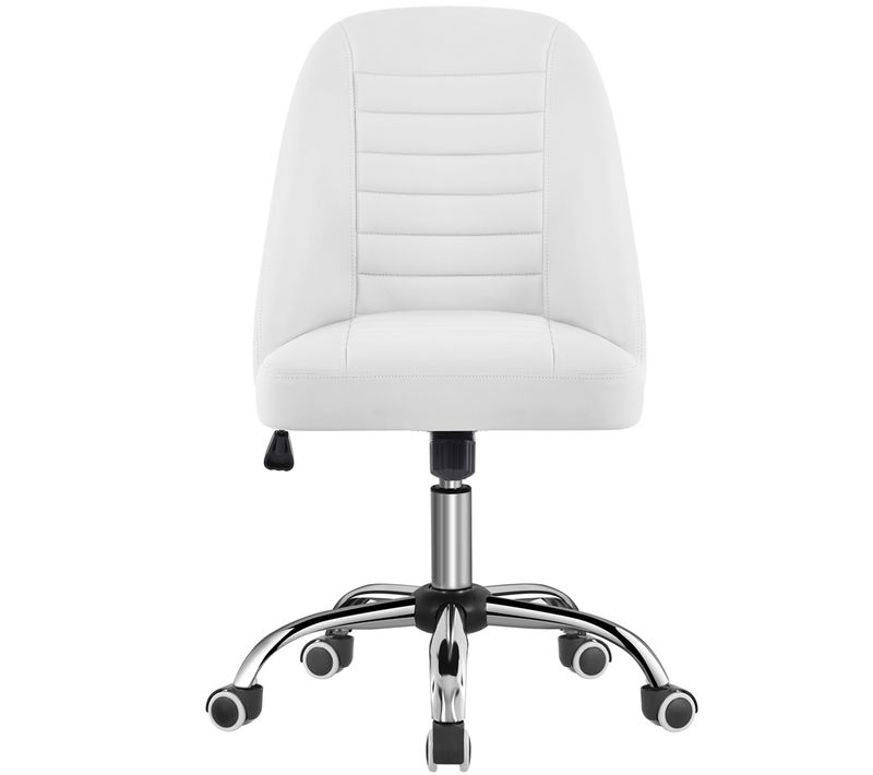 Chaise De Bureau En Similicuir Avec Roulettes Et Hauteur D'assise Réglable, Blanc