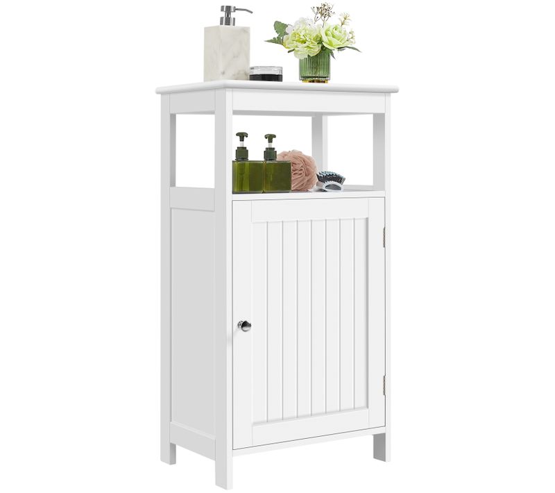 Armoire Salle De Bain Meuble Rangement Toilette Avec Porte Salon Chambre Blanc 45 × 30 × 83,5 Cm
