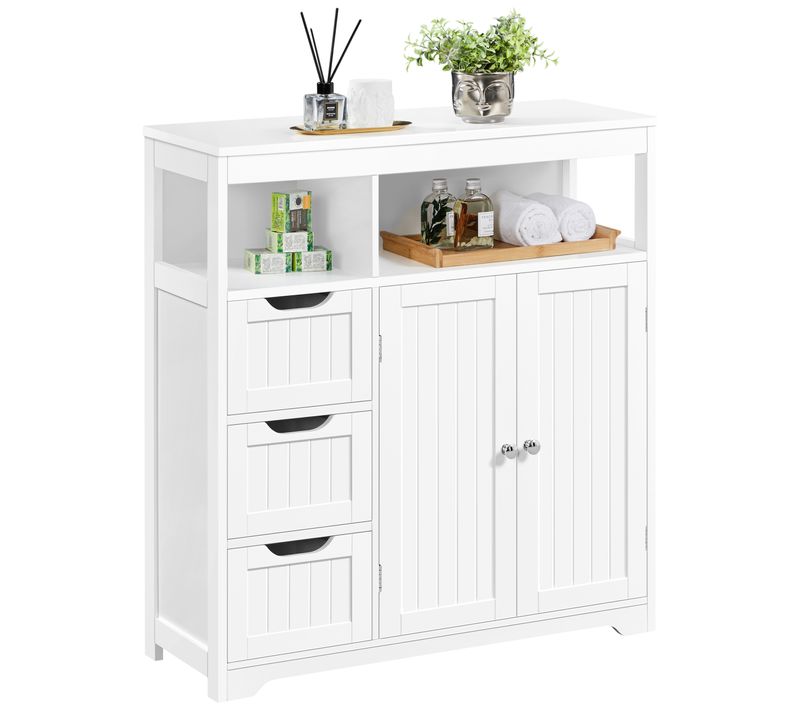 Armoire Meuble Rangement Salle De Bain Cuisine Toilette Chambre En Bois 80,5 × 30 × 86,5 Cm, Blanc