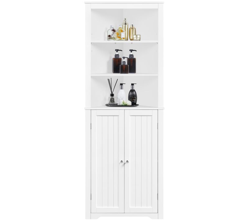 Meuble Colonne De Rangement D'angle Salle De Bain Placard Tablettes Réglables 60 X 31,5 X 163 Cm