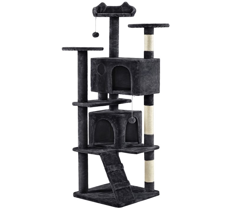 Grand Arbre à Chat Multiniveau Avec Poteaux En Sisal Cachettes Perchoirs Griffoir, Noir