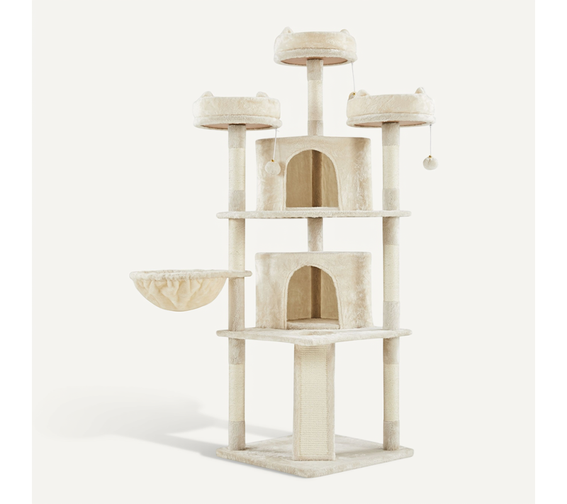 Arbre à Chat XXL Maison Pour Chat Confortable Avec Poteaux En Sisal Niches Perchoirs, Beige