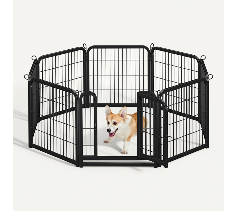 Parc Pour Chien 8 Panneaux Enclos Pour Chien En Métal Avec Porte Verrouillable, Noir