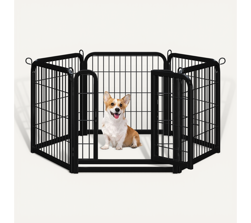 Parc Pour Chien à 6 Panneaux Enclos Pour Chien En Métal Avec Porte Verrouillable, Noir