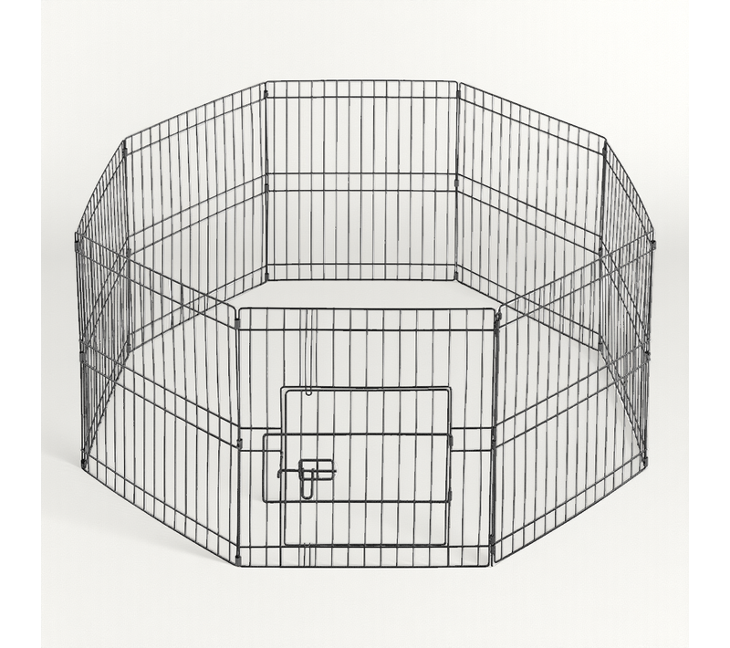 Parc Pour Chien En Métal Avec Porte Et Loquet Clôture Pour Chien à 8 Panneaux , Noir