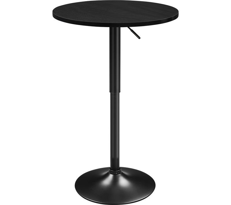 Table De Bar Ronde Haute Avec Plateau En Bois Mdf Réglable En Hauteur, Noir