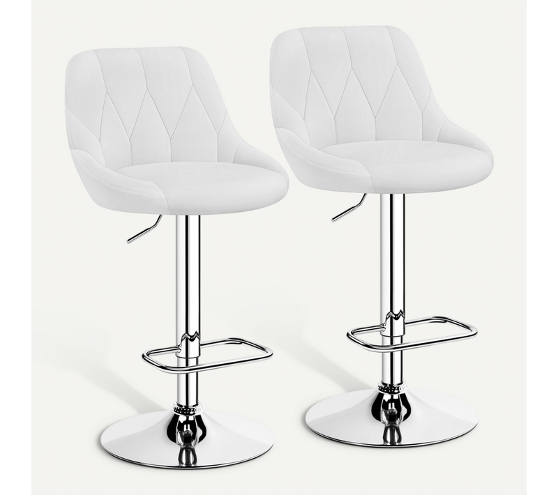 Lot De 2 Chaises De Bar En Similicuir Avec Assise Réglable En Hauteur Et Repose-pied, Blanc
