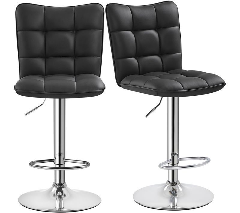 Lot De 2 Chaises De Bar Modernes Tabourets De Bar En Similicuir Réglables En Hauteur, Noir