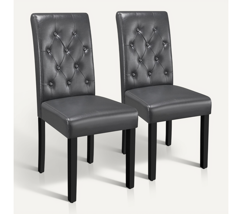 Lot De 2 Chaises De Salle à Manger Avec Haut Dossier Capitonné Et Assise Rembourrées, Gris