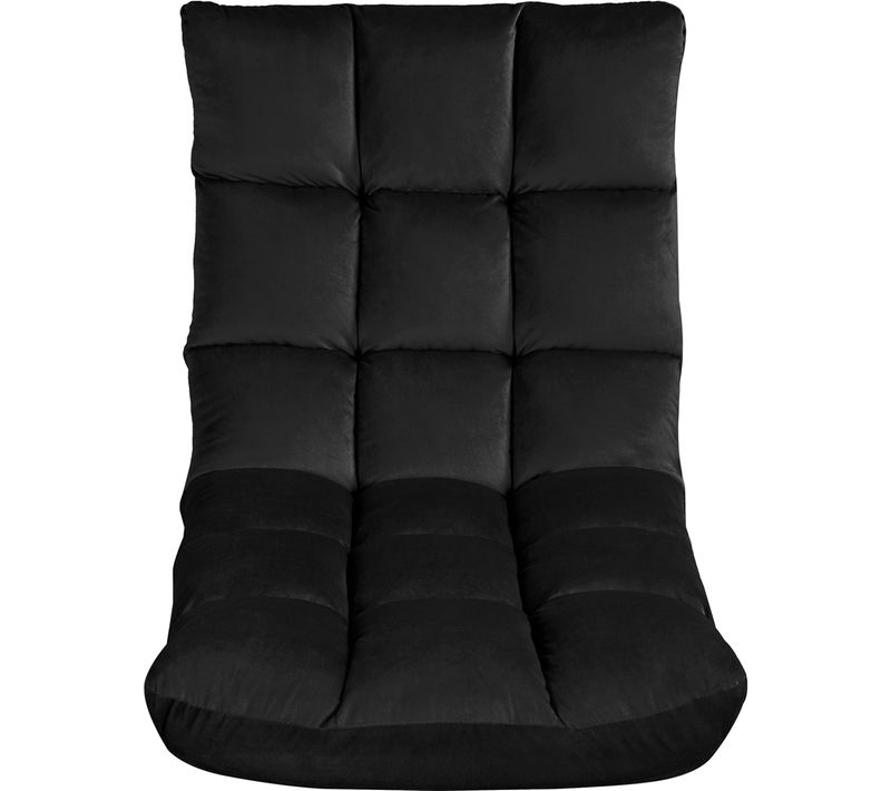 Chaise De Sol Pliable Réglable En 14 Positions Chaise Sans Pieds Bien Rembourré, Noir