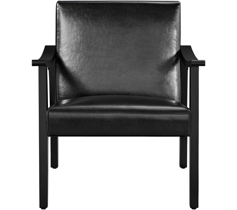 Fauteuil De Salon Moderne Du Milieu Du Siècle Chaise Rembourré En Similicuir, Noir