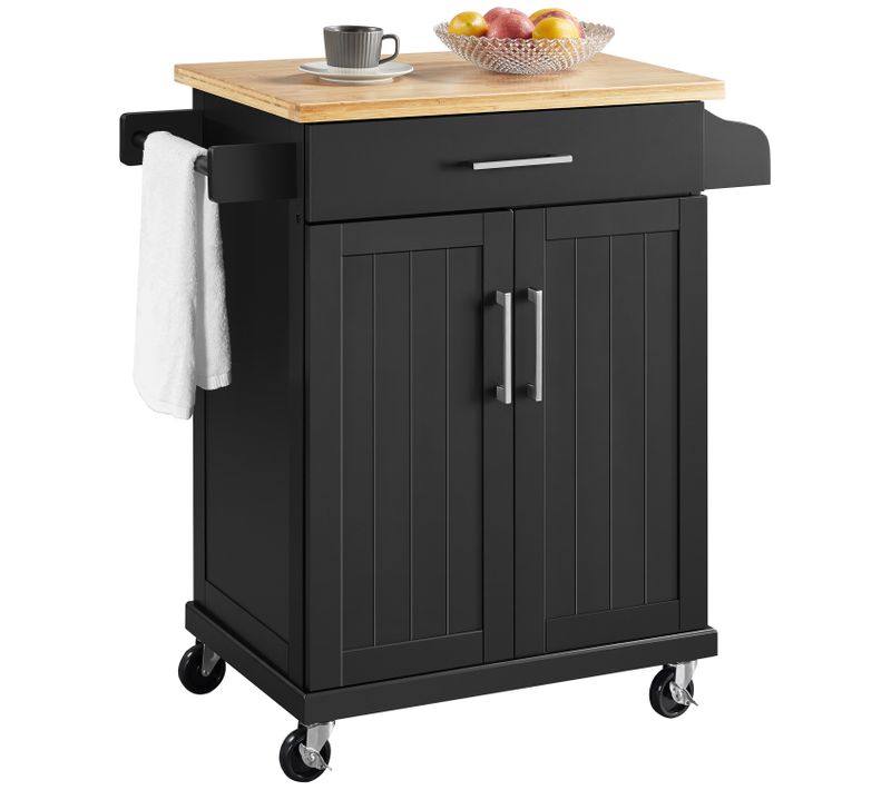 Desserte Cuisine à Roulettes Avec 1 Tiroir Armoire Avec Etagère Réglable Noir