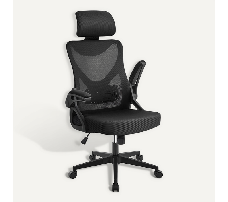 Fauteuil De Bureau Réglable Chaise De Bureau En Maille Avec Appui-tête Support Lombaire Noir