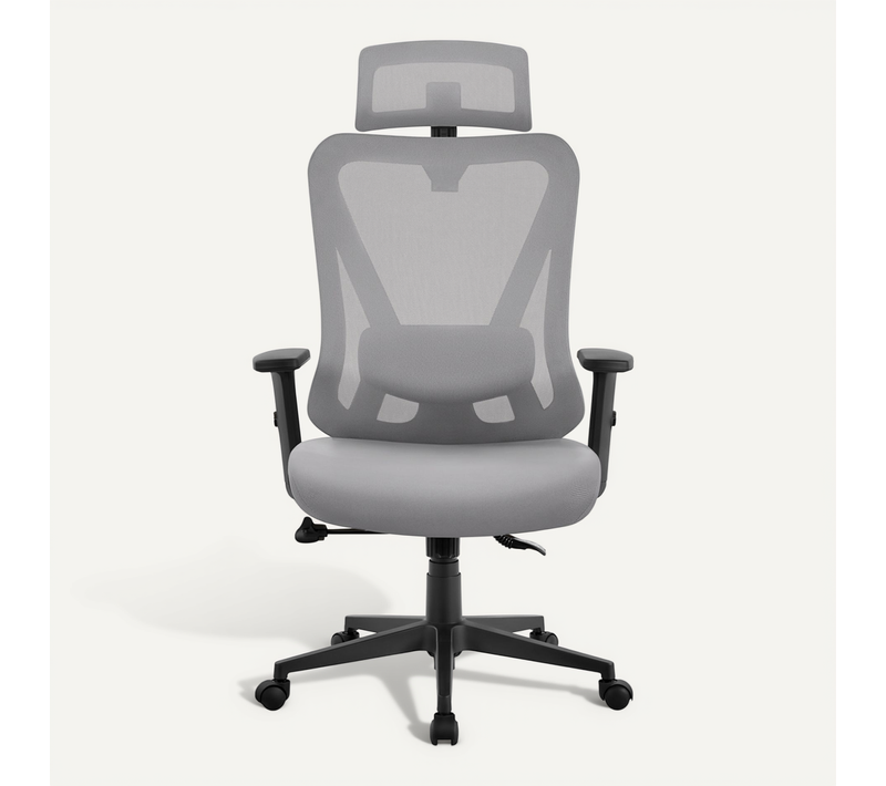 Chaise De Bureau Fauteuil De Bureau En Maille Appui-tête Support Lombaire Réglable Gris Clair