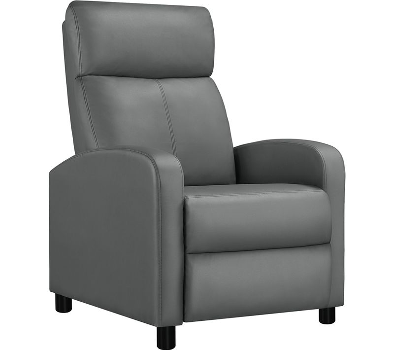 Fauteuil Inclinable Convertible En Similicuir, Fauteuil Rembourré Avec Repose Pied, Gris