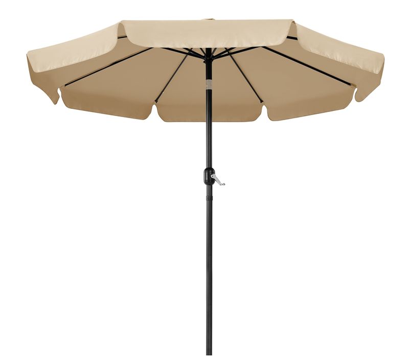Parasol De Jardin Exterieur à 8 Baleines Parasol Balcon Avec Manivelle, 240 Cm De Haut, Kaki