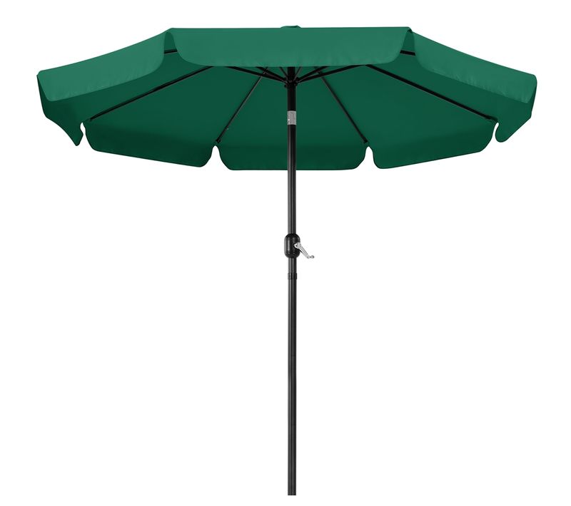 Parasol De Jardin Exterieur à 8 Baleines Parasol Balcon Avec Manivelle, 240 Cm De Haut, Vert Foncé