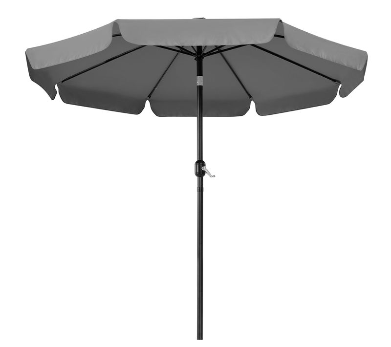 Parasol De Jardin Exterieur à 8 Baleines Parasol Balcon Avec Manivelle, 240 Cm De Haut, Gris