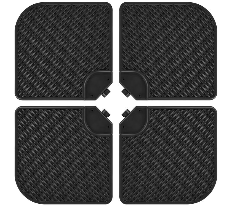 Lot De 4 Dalles De Parasol Carrées Pied De Parasol Lestage Avec Poignée, Noir