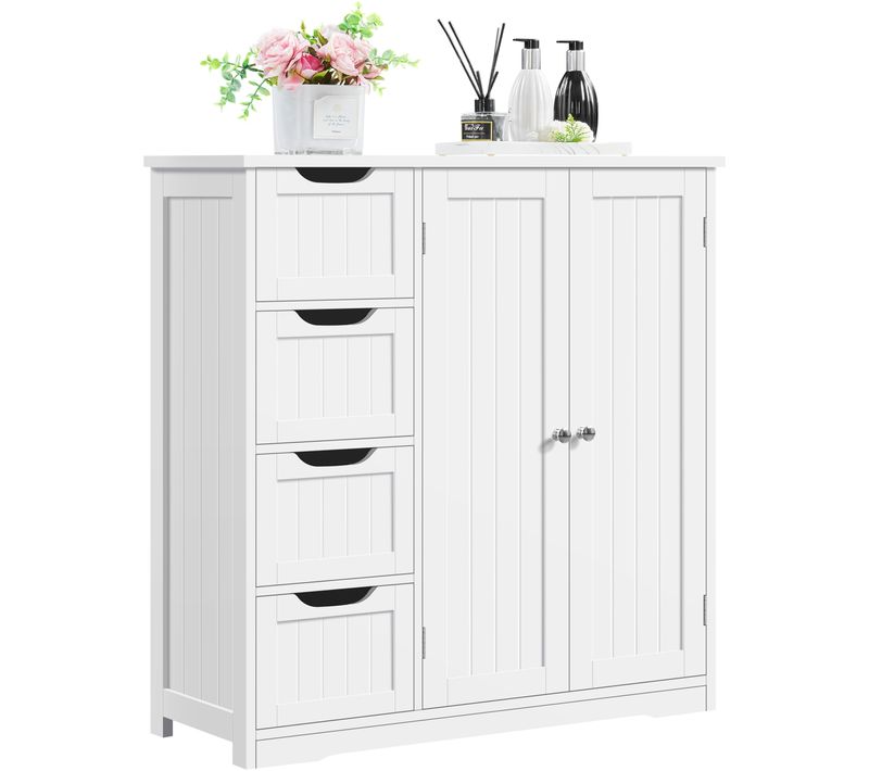 Armoire Meuble Rangement Salle De Bain Cuisine Toilette Chambre En Bois Sur Pied 81 × 30 × 83 Cm