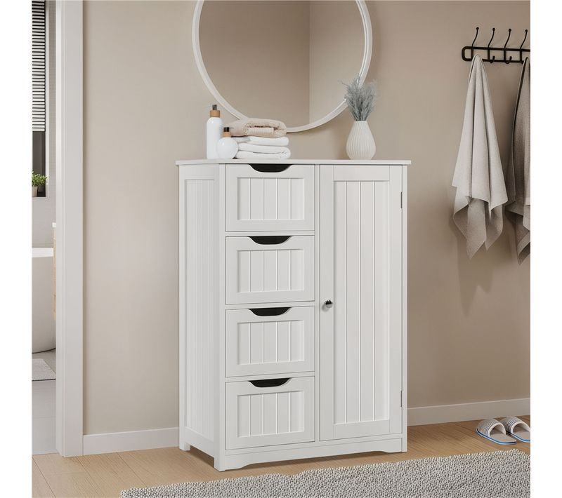 Armoire Meuble Rangement Salle De Bain Cuisine Toilette Chambre En Bois Sur Pied 66 × 35 × 90 Cm
