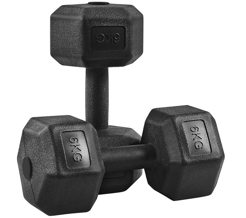 Paire D'haltères Hexagonales De 6 Kg Kit Dumbbell De Cross Training Et De Musculation, Noir