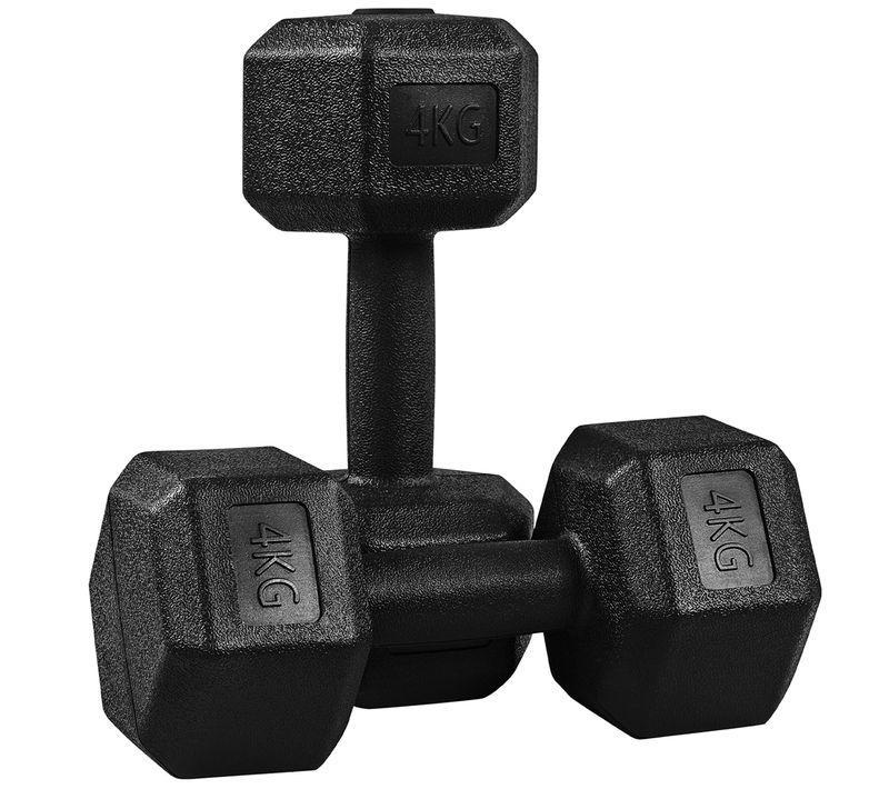 Paire D'haltères Hexagonales De 4 Kg Kit Dumbbell De Cross Training Et De Musculation, Noir
