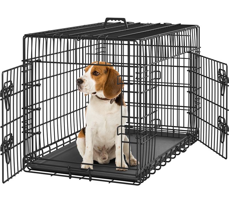 Cage Pour Chien Transportable En Fils Métalliques 92 Cm L × 56,5 Cm L × 63 Cm H, Noir