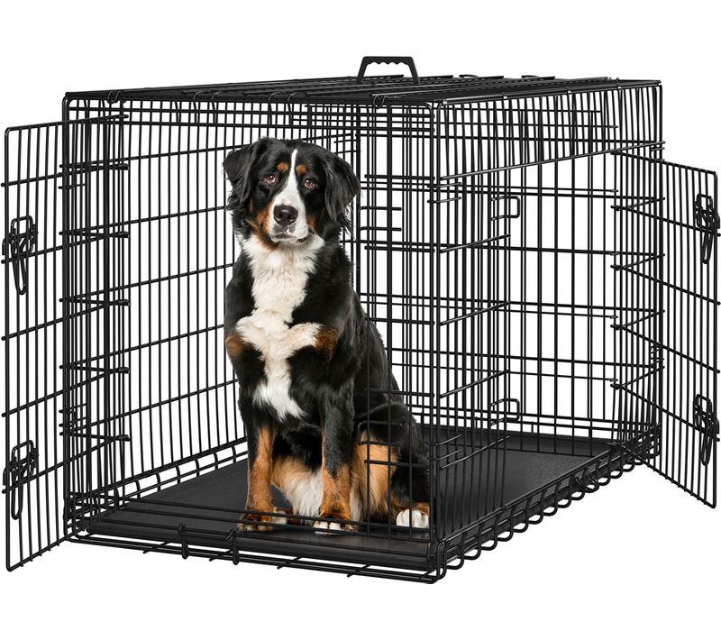 Cage Pour Chien Transportable En Fils Métalliques 122,5 × 73 × 80 Cm, Noir
