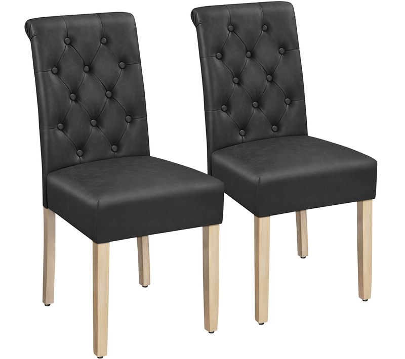 Lot De 2 Chaises De Salle à Manger Avec Haut Dossier Et Assise Rembourrée, Anthracite