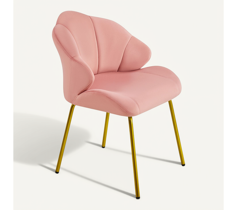 Chaise De Salon En Velours Chaise D'appoint Design Coquillage Avec Dossier Capitonné, Rose