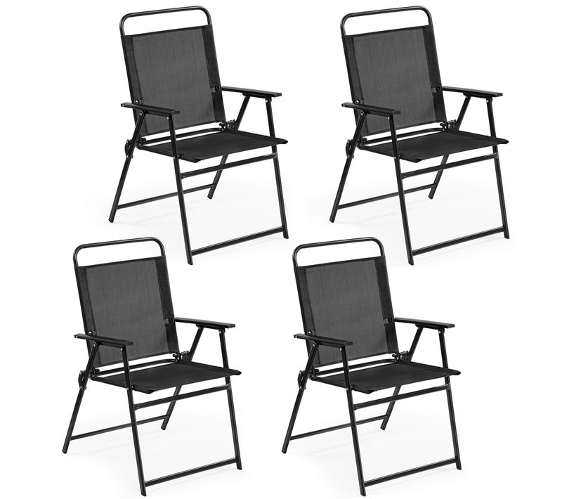 Lot De 4 Chaises De Jardin Extérieur Pliante Issu En Polyester Cadre Métal