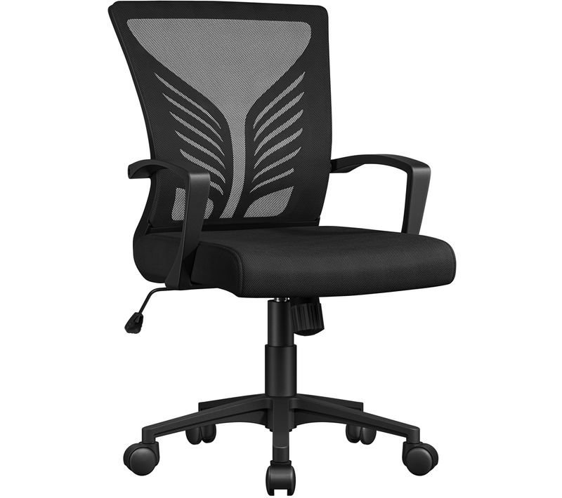 Chaise De Bureau En Maille Mesh Avec Support Lombaire Et Siège Réglable En Hauteur, Noir