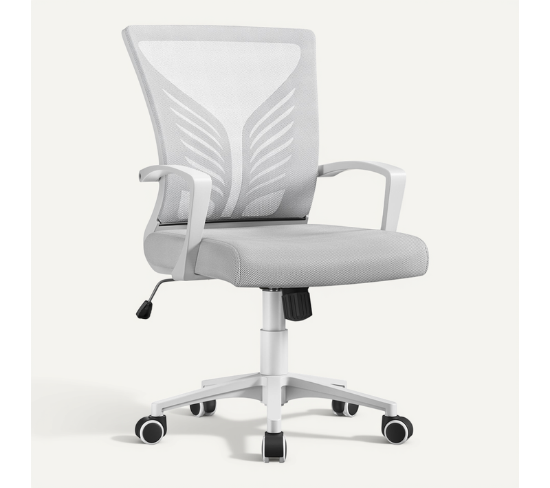 Chaise De Bureau En Maille Mesh Avec Papillon Siège Inclinable Réglable En Hauteur, Gris Clair