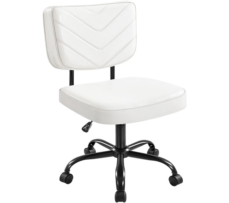 Chaise De Bureau Fauteuil Pivotante En Similicuir Avec Roulettes Et Assise Réglable En Hauteur,blanc