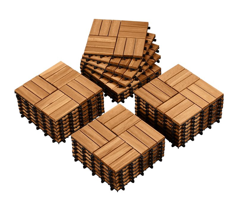 Lot De 27 Caillebotis Bois Avec Système D’emboîtement Revêtement De Sol, Couloir Bois