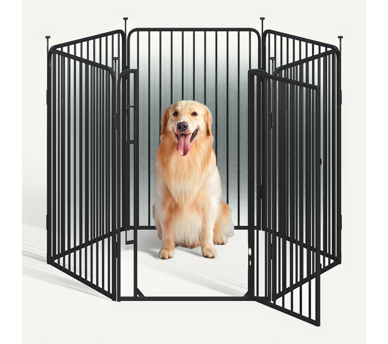 Parc Pour Chien En 6 Panneaux Enclos Pour Chien En Métal Avec Porte 100 Cm De Haut, Noir