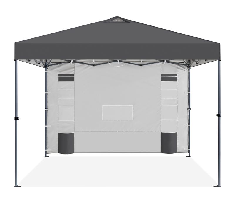 Tonnelle De Jardin Tente De Camping Avec Poches Pour Rangement, 3×3 M Gris Foncé