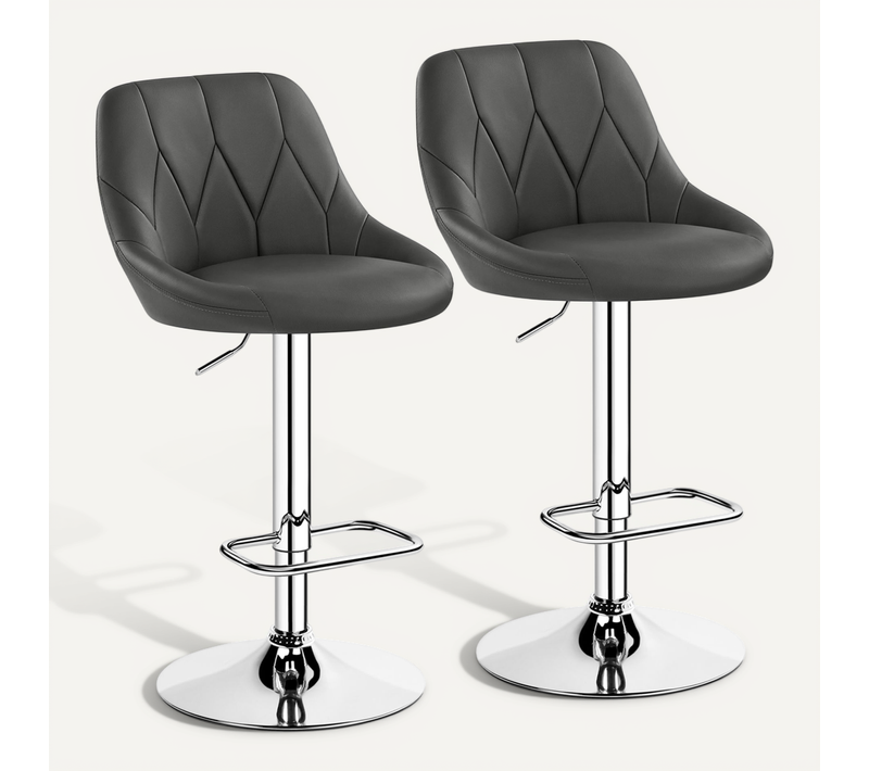 Lot De 2 Chaises De Bar En Similicuir Avec Assise Pivotante Réglable En Hauteur ,gris Foncé